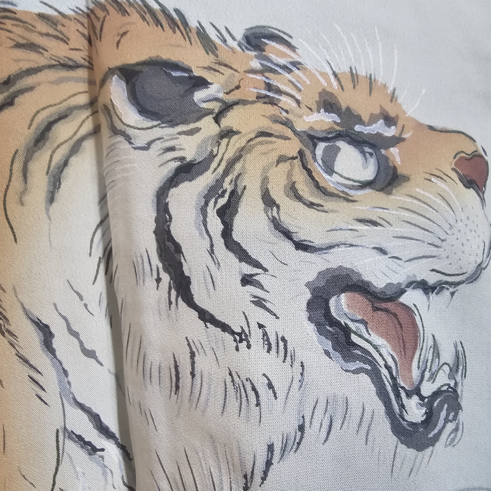 Tiger Print Kimono with Black and White Design - Picture 3 of 6